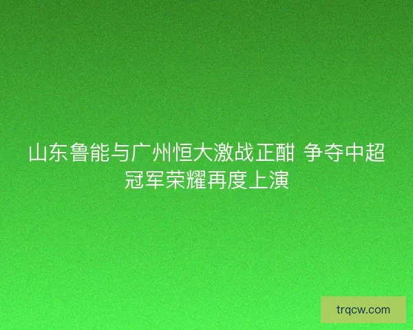 山东鲁能与广州恒大激战正酣 争夺中超冠军荣耀再度上演