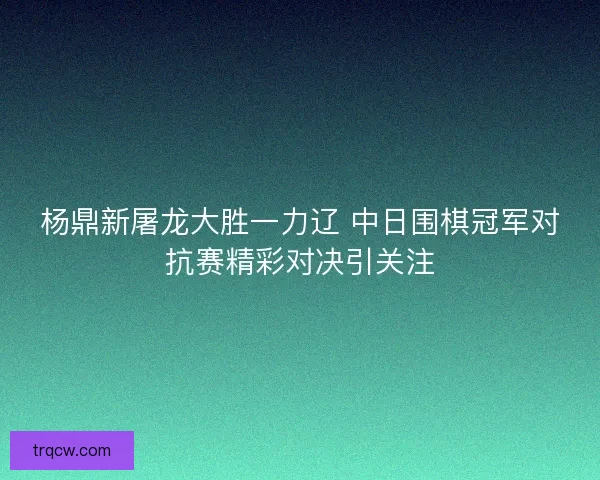 杨鼎新屠龙大胜一力辽 中日围棋冠军对抗赛精彩对决引关注