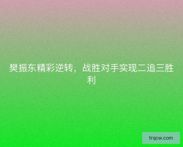樊振东精彩逆转，战胜对手实现二追三胜利